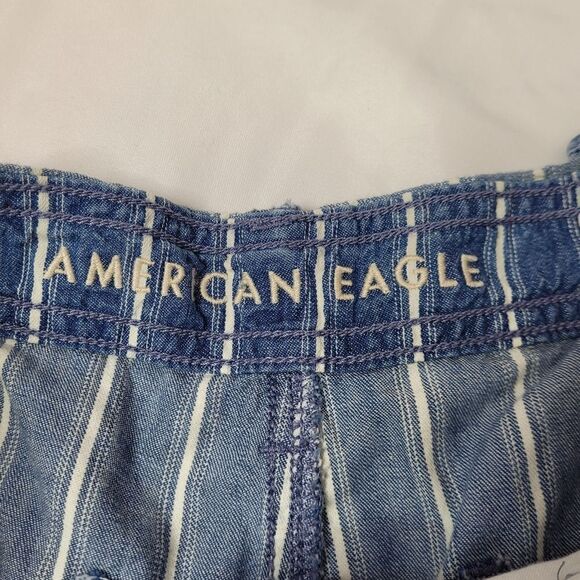 AMERICAN EAGLE striped super high waisted paper bag‎ cuffed shorts 2 - Picture 5 of 9